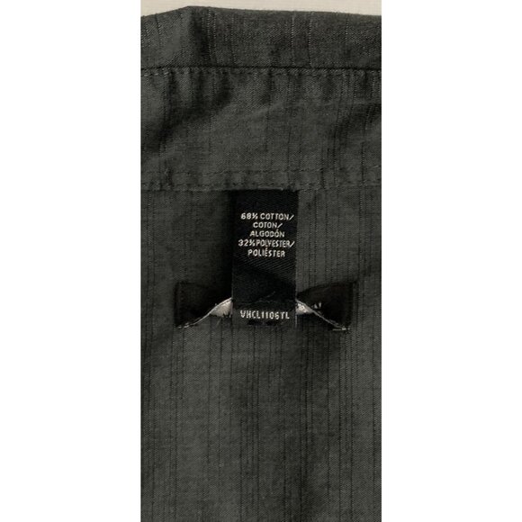 Van Heusen Mens Short Sleeve Button-Up Shirt L/G 16-16.5 Gray Striped - Picture 7 of 9